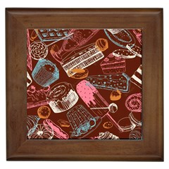 Sweet Food Seamless Pattern Framed Tile by Cemarart