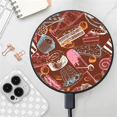 Sweet Food Seamless Pattern Wireless Fast Charger(black) by Cemarart