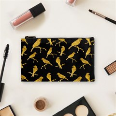 Background With Golden Birds Cosmetic Bag (small) by Ndabl3x