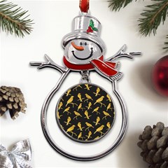 Background With Golden Birds Metal Snowman Ornament by Ndabl3x