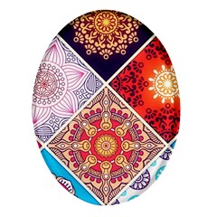 Mandala Pattern Oval Glass Fridge Magnet (4 Pack) by Ndabl3x