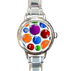 Abstract Dots Colorful Round Italian Charm Watch by nateshop