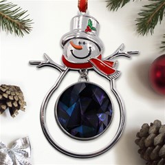 Abstract, Black, Purple, Metal Snowman Ornament by nateshop