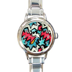 Abstract, Colorful, Colors Round Italian Charm Watch by nateshop