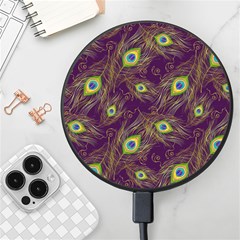 Feathers, Peacock, Patterns, Colorful Wireless Fast Charger(black) by nateshop