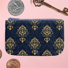 Floral Damask Pattern Texture, Damask Retro Background Large Coin Purse by nateshop