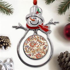 Retro Paisley Patterns, Floral Patterns, Background Metal Snowman Ornament by nateshop