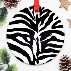 Zebra-black White Round Ornament (two Sides) by nateshop