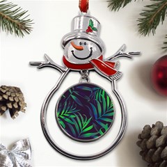 Tree Leaves Metal Snowman Ornament by nateshop