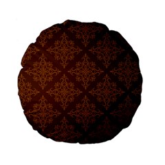 Brown Floral Pattern Floral Vintage Pattern, Brown Vintage Standard 15  Premium Flano Round Cushions by nateshop