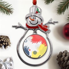 Red White Blue Retro Background, Retro Abstraction, Colored Retro Background Metal Snowman Ornament by nateshop