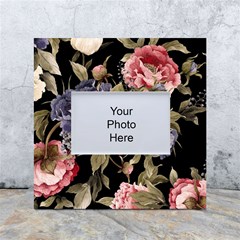 Retro Texture With Flowers, Black Background With Flowers White Box Photo Frame 4  X 6  by nateshop