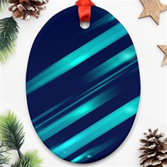 Blue Neon Lines, Blue Background, Abstract Background Oval Ornament (two Sides) by nateshop