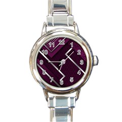 Purple Abstract Background, Luxury Purple Background Round Italian Charm Watch by nateshop