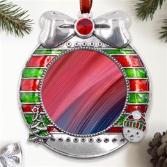 Abstract, Lines Metal X mas Ribbon With Red Crystal Round Ornament by nateshop