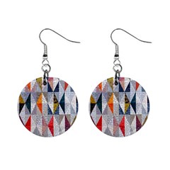 Mosaic, Colorful, Rhombuses, Pattern, Geometry Mini Button Earrings by nateshop