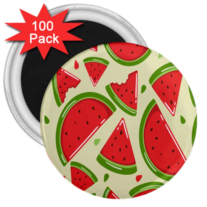 Cute Watermelon Seamless Pattern 3  Magnets (100 pack)