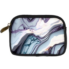 Marble Abstract White Pink Dark Digital Camera Leather Case by Grandong