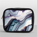 Marble Abstract White Pink Dark Mini Toiletries Bag (One Side) Front