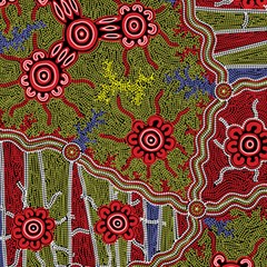 Authentic Aboriginal Art - Connections Play Mat (rectangle) by hogartharts