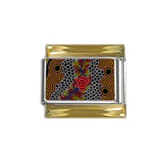 Authentic Aboriginal Art - Gathering Gold Trim Italian Charm (9mm) by hogartharts