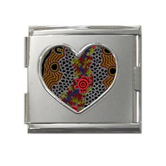 Authentic Aboriginal Art - Gathering Mega Link Heart Italian Charm (18mm) by hogartharts