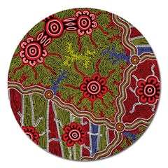 Authentic Aboriginal Art - Connections Magnet 5  (round) by hogartharts