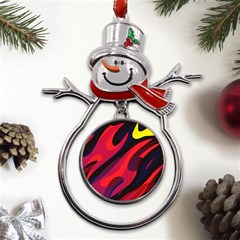 Abstract Fire Flames Grunge Art, Creative Metal Snowman Ornament by nateshop