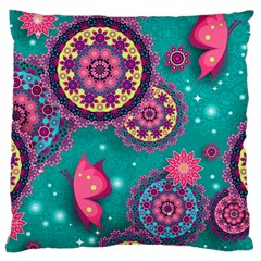 Floral Pattern, Abstract, Colorful, Flow Large Cushion Case (one Side) by nateshop