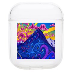 Blue And Purple Mountain Painting Psychedelic Colorful Lines Soft Tpu Airpods 1/2 Case by Bedest