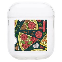 Seamless Pizza Slice Pattern Illustration Great Pizzeria Background Soft Tpu Airpods 1/2 Case by Cemarart