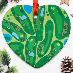 Golf Course Par Golf Course Green Ornament (heart) by Cemarart