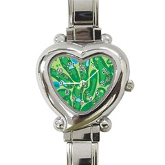 Golf Course Par Golf Course Green Heart Italian Charm Watch by Cemarart