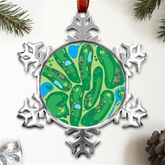 Golf Course Par Golf Course Green Metal Small Snowflake Ornament by Cemarart