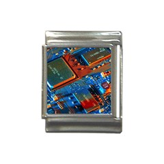 Gray Circuit Board Electronics Electronic Components Microprocessor Italian Charm (13mm) by Cemarart