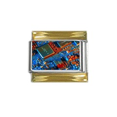 Gray Circuit Board Electronics Electronic Components Microprocessor Gold Trim Italian Charm (9mm) by Cemarart