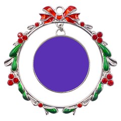 Ultra Violet Purple Metal X mas Wreath Ribbon Ornament by bruzer