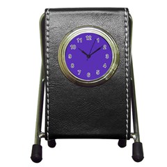 Ultra Violet Purple Pen Holder Desk Clock by bruzer