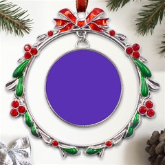 Ultra Violet Purple Metal X mas Wreath Ribbon Ornament by bruzer