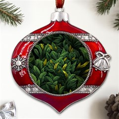 Banana Leaves Metal Snowflake And Bell Red Ornament by goljakoff