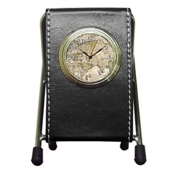 Tartaria Empire Vintage Map Pen Holder Desk Clock by Grandong