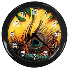 Landscape Bright Scenery Drawing Rivers Blue Lovely Wall Clock (black) by Cemarart