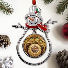 Fractals, Floral Ornaments, Waves Metal Snowman Ornament by nateshop