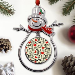 Love Abstract Background Love Textures Metal Snowman Ornament by nateshop