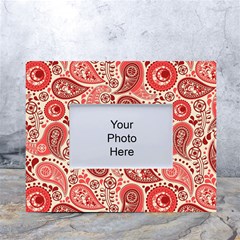 Paisley Red Ornament Texture White Tabletop Photo Frame 4 x6  by nateshop