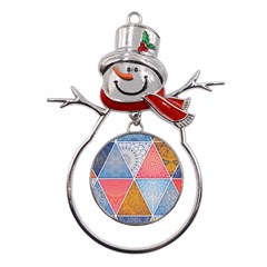 Texture With Triangles Metal Snowman Ornament by nateshop