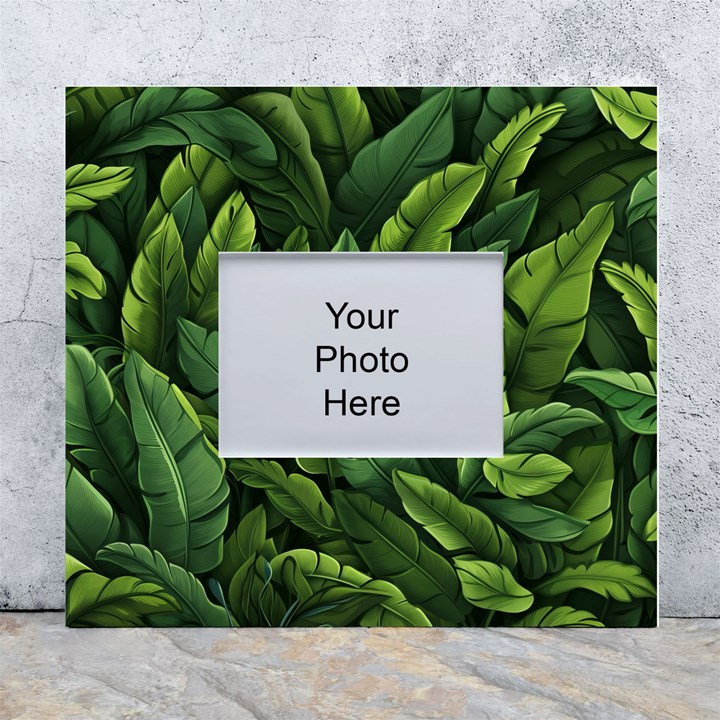 Green leaves White Wall Photo Frame 5  x 7 