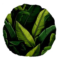 Banana Leaves Pattern Large 18  Premium Flano Round Cushions by goljakoff