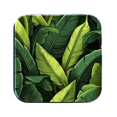 Banana Leaves Pattern Square Metal Box (black) by goljakoff