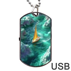 Dolphin Swimming Sea Ocean Dog Tag Usb Flash (two Sides) by Cemarart